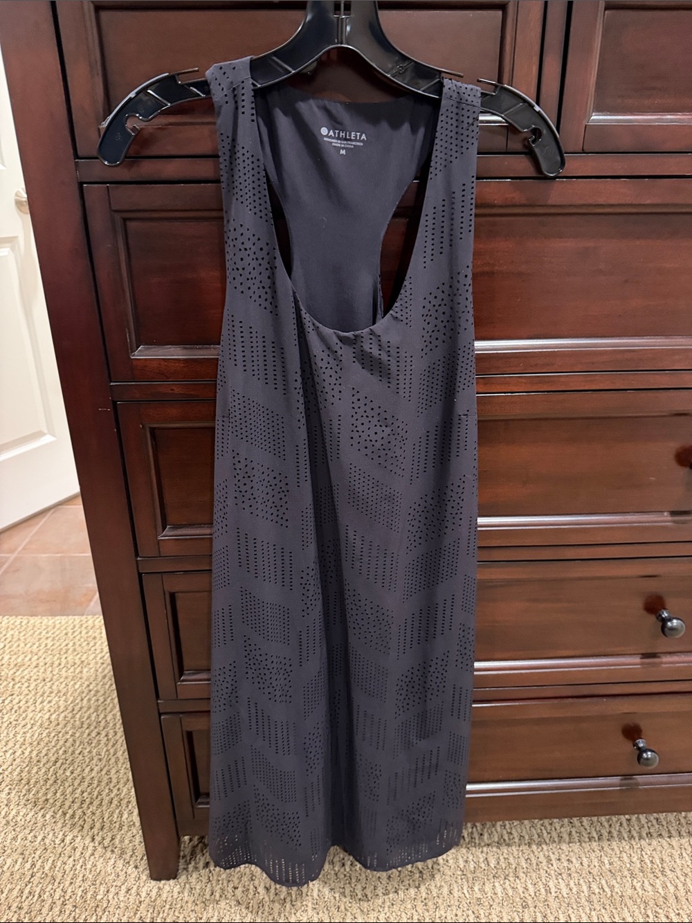 Athleta Black Laser-Cut Midi Tank Dress